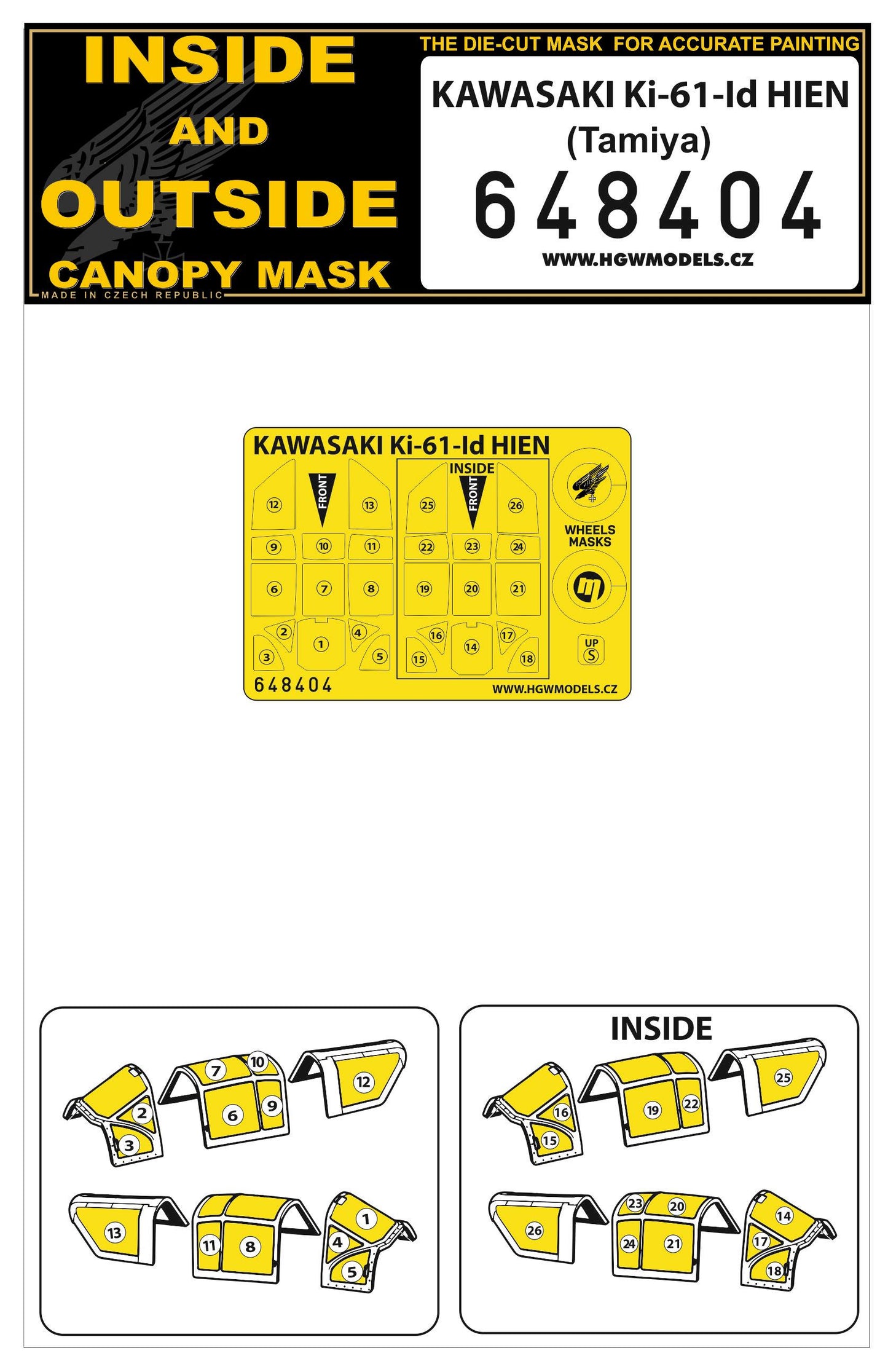 HGW 648404 1:48 Kawasaki Ki-61-Id Hien Inside & Outside Canopy Mask