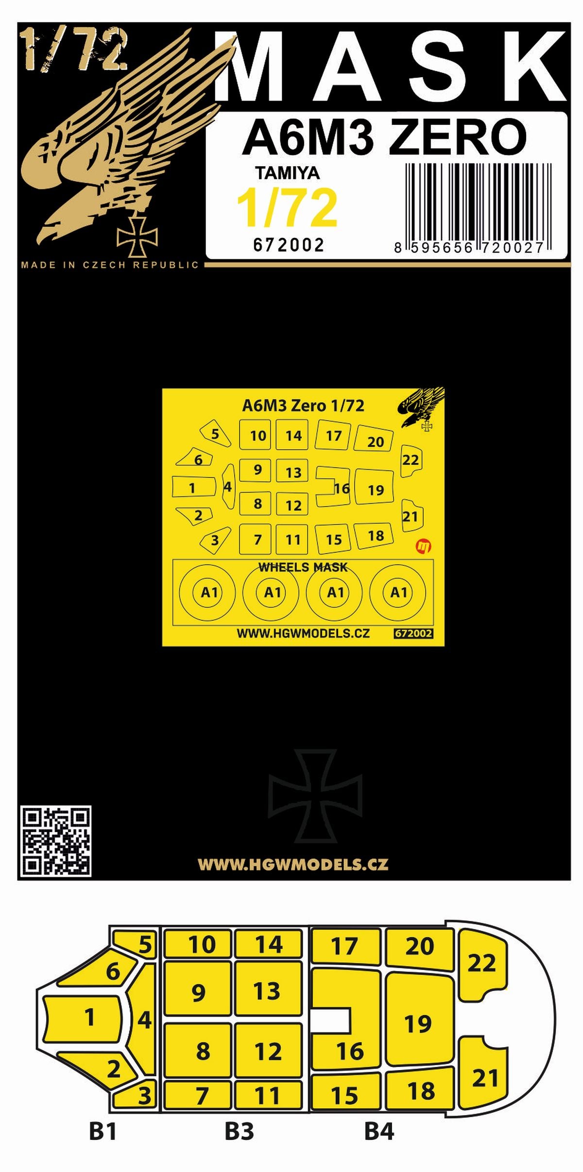 HGW 672002 1:72 Mitsubishi A6M3 'Zero' Masking Set