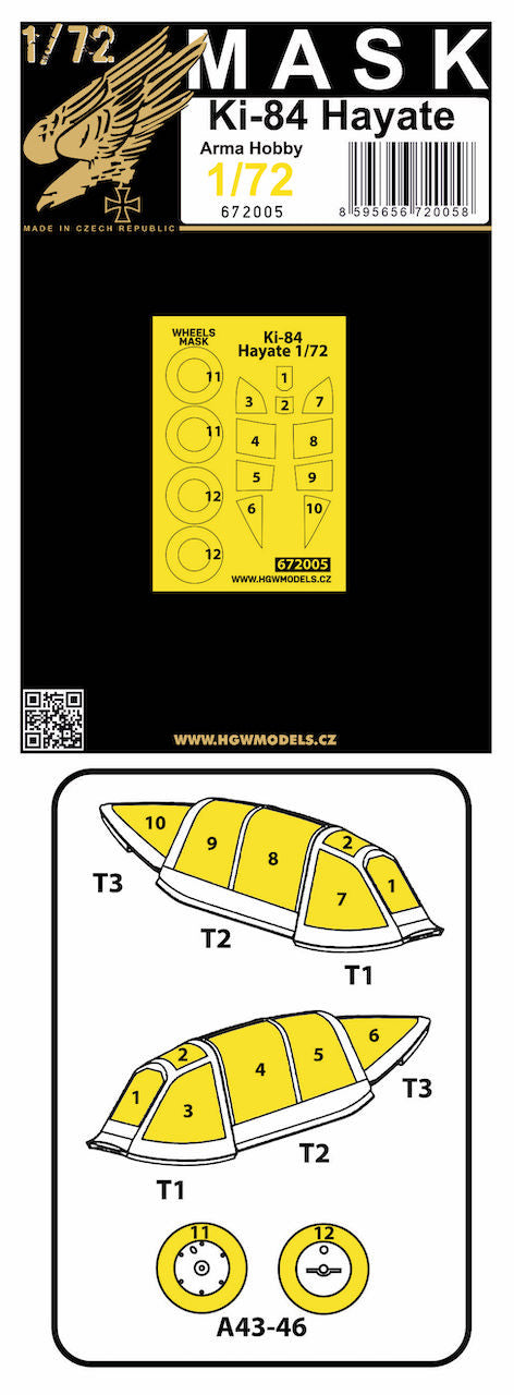 HGW 672005 1:72 Nakajima Ki-84 Hayate Masking Set