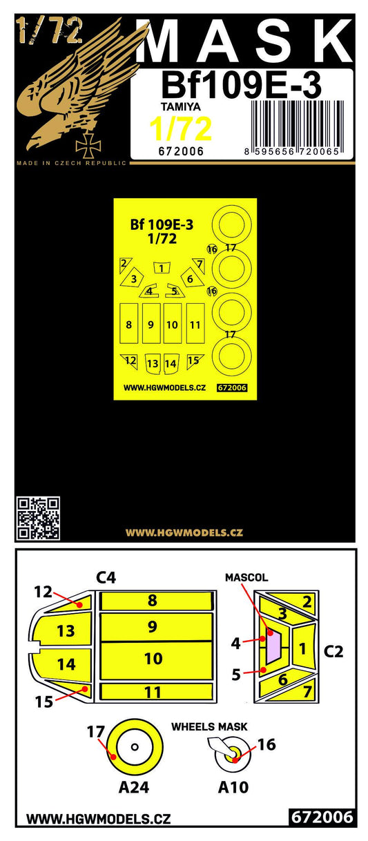 HGW 672006 1:72 Messerschmitt Bf-109E-3 Masking Set