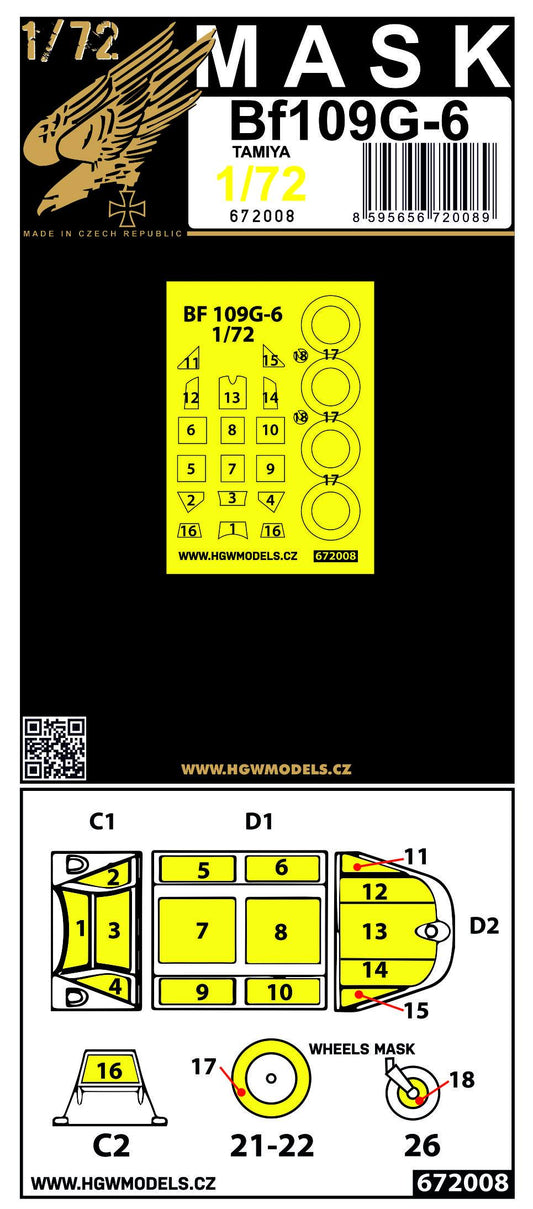 HGW 672008 1:72 Messerschmitt Bf-109G-6 Masking Set