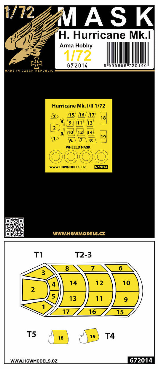 HGW 672014 1:72 Hawker Hurricane Mk.I/Mk.II Masking Set