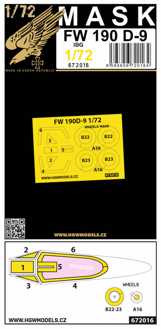 HGW 672016 1:72 Focke-Wulf Fw-190D Masking Set