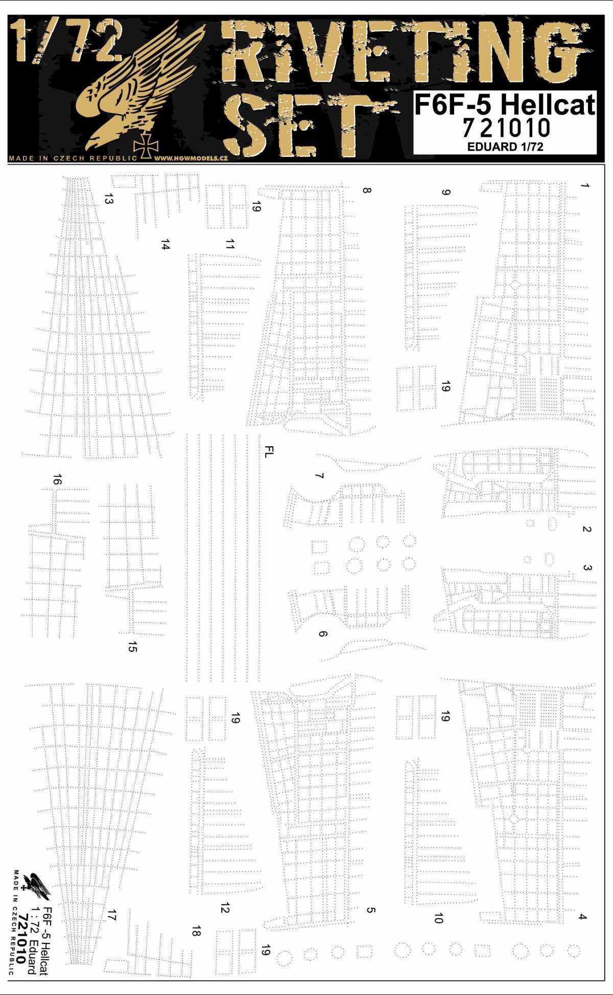 HGW 721010 1:72 Grumman F6F-5 Hellcat Riveting Set