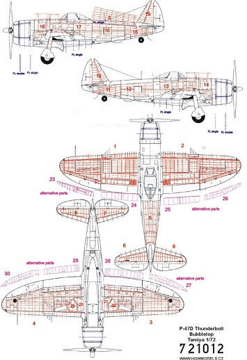 HGW 721012 1:72 Republic P-47D Thunderbolt 'Bubbletop' Riveting Set