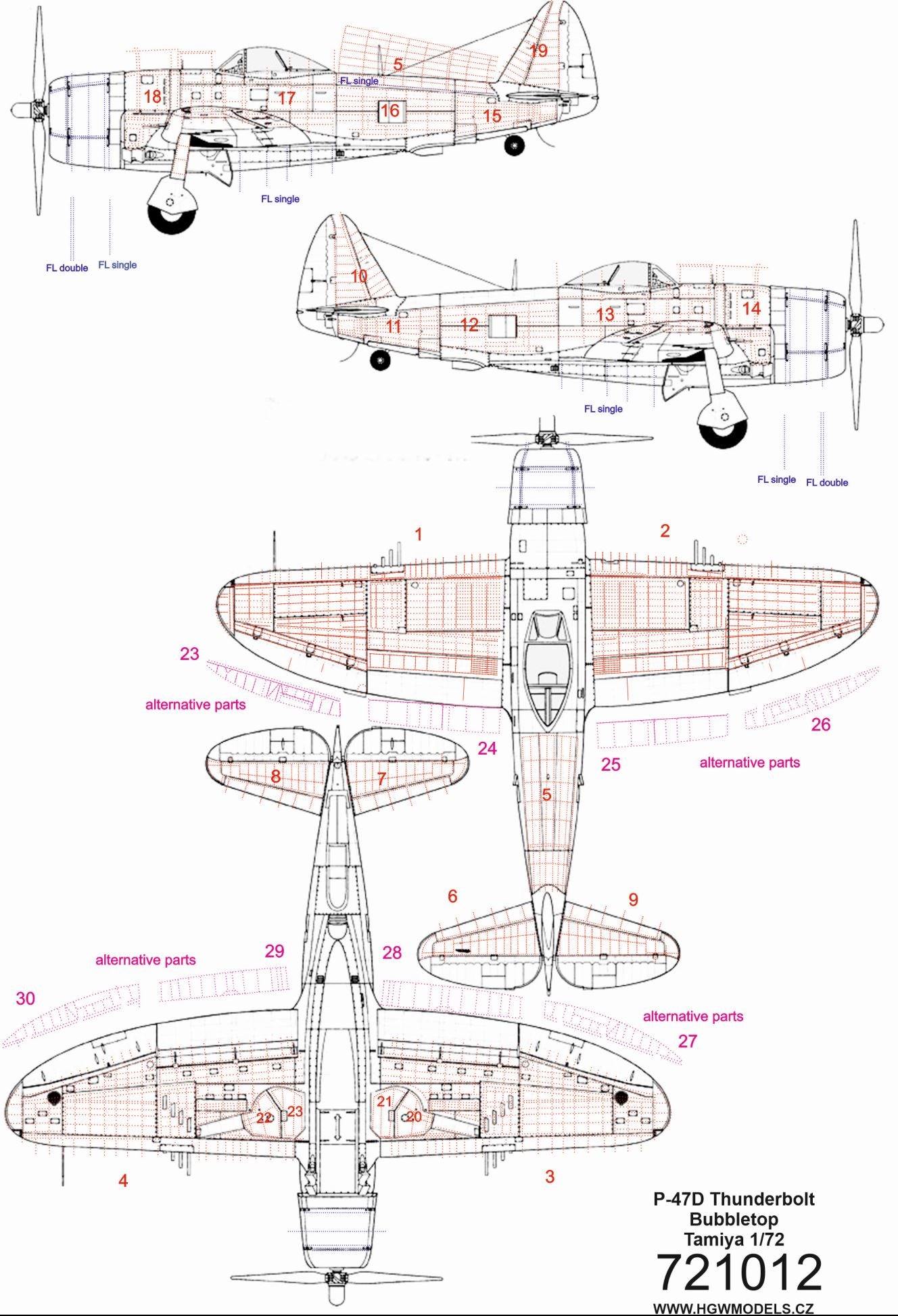 HGW 721012 1:72 Republic P-47D Thunderbolt 'Bubbletop' Riveting Set