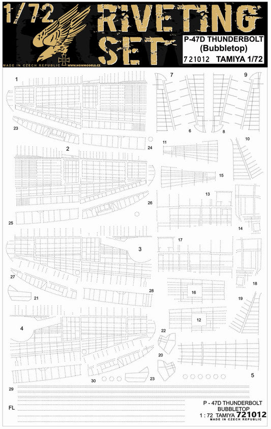 HGW 721012 1:72 Republic P-47D Thunderbolt 'Bubbletop' Riveting Set