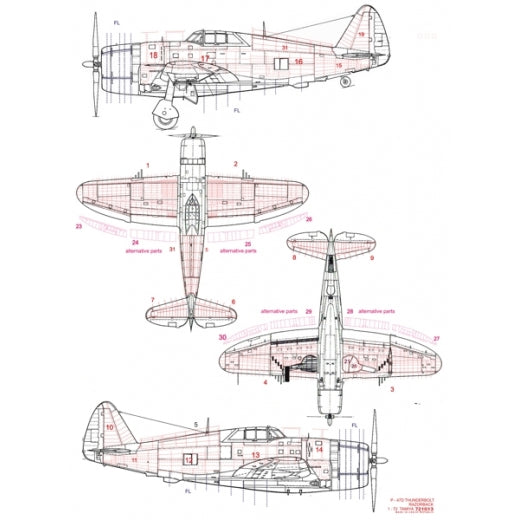 HGW 721013 1:72 Republic P-47D Thunderbolt 'Razorback' Riveting Set