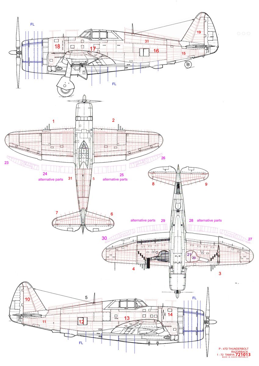 HGW 721013 1:72 Republic P-47D Thunderbolt 'Razorback' Riveting Set