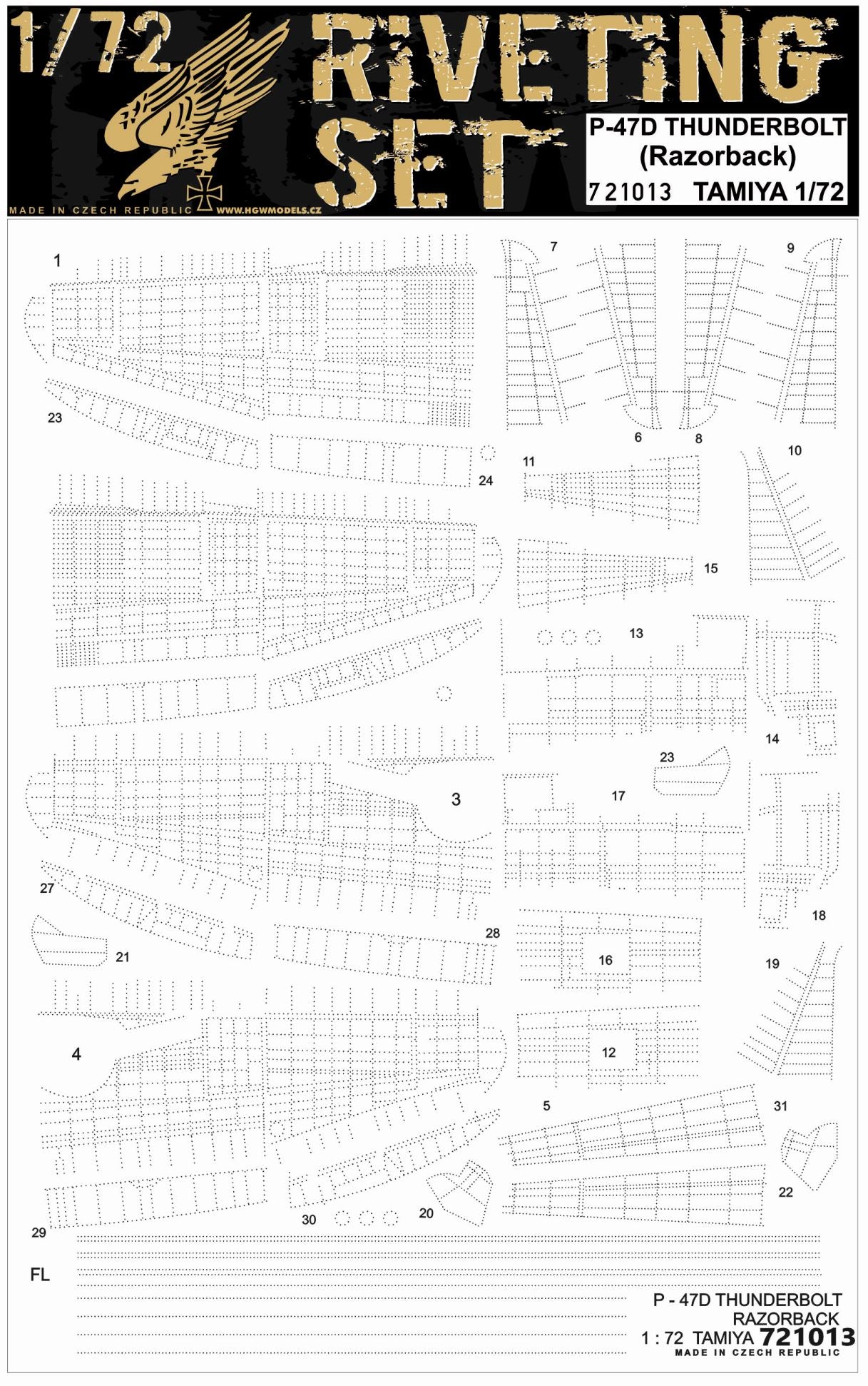 HGW 721013 1:72 Republic P-47D Thunderbolt 'Razorback' Riveting Set