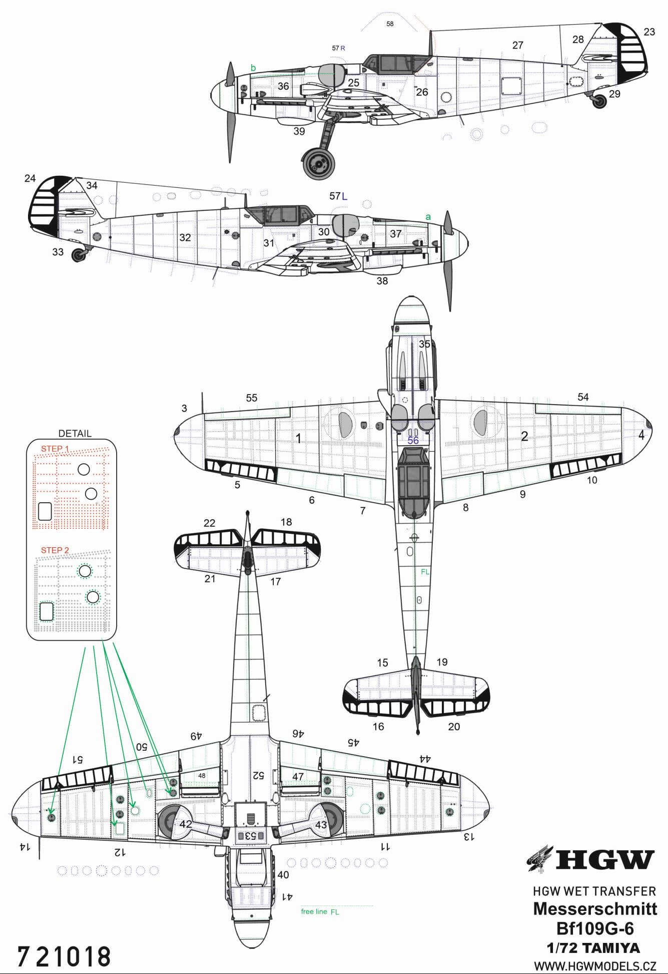 HGW 721018 1:72 Messerschmitt Bf-109G-6 Riveting Set