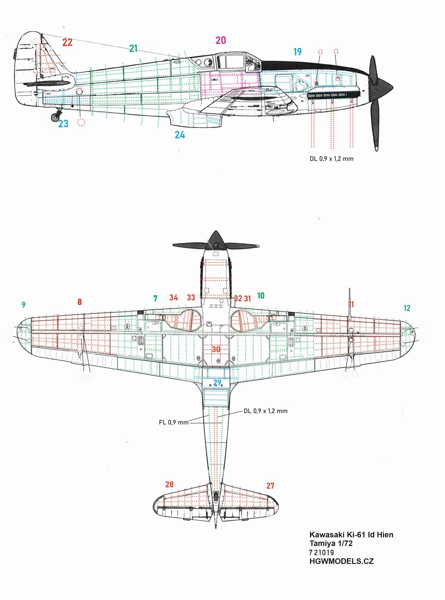 HGW 721019 1:72 Kawasaki Ki-61-Id Hien (Tony) Riveting Set