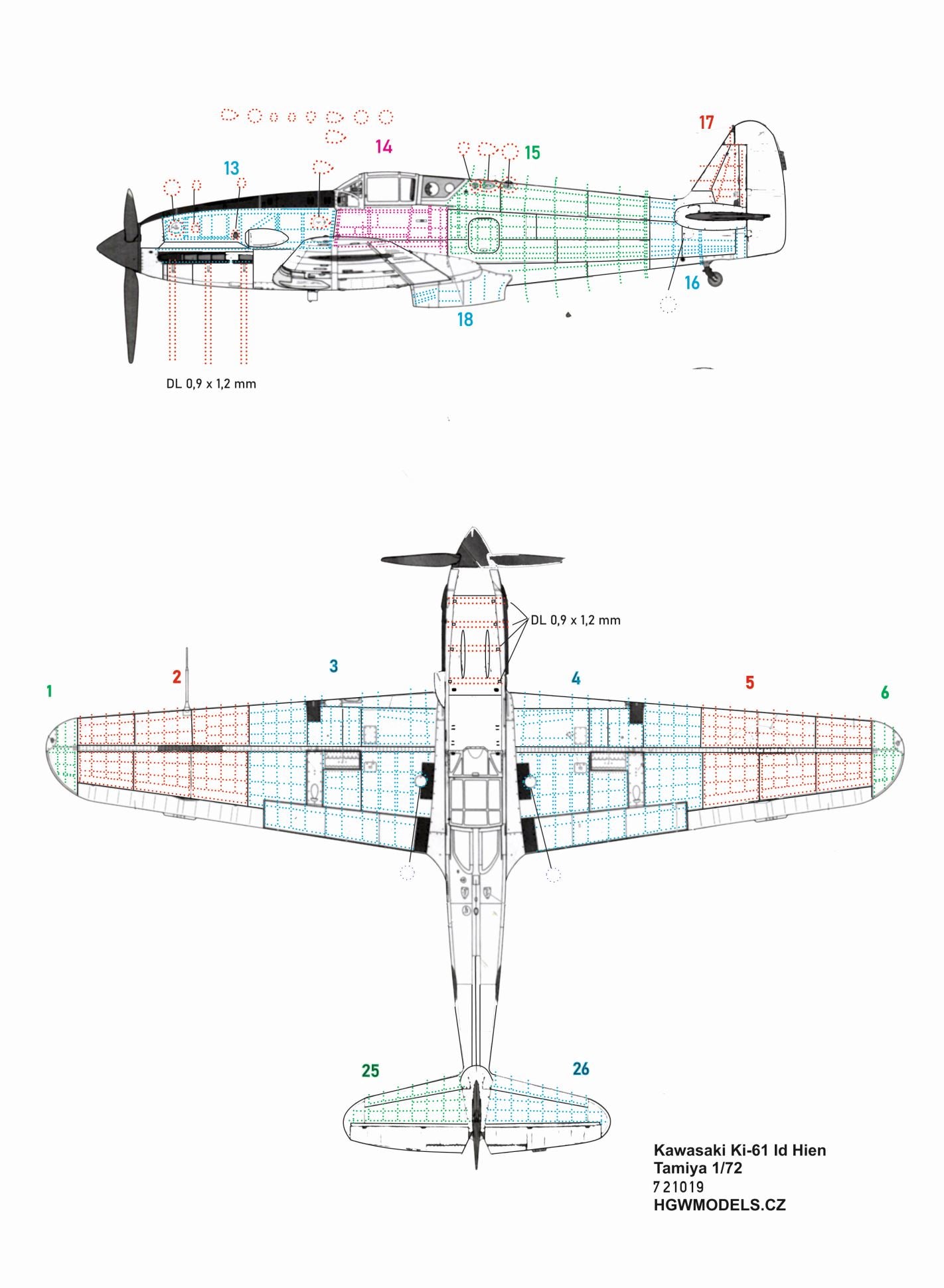 HGW 721019 1:72 Kawasaki Ki-61-Id Hien (Tony) Riveting Set