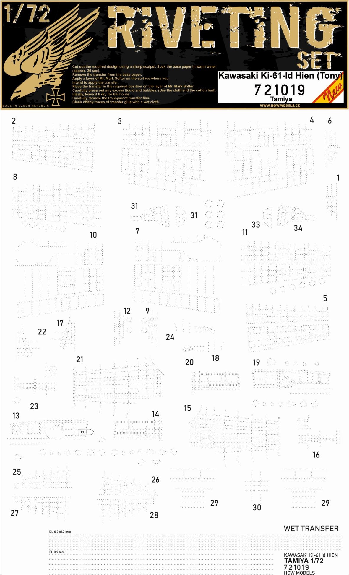 HGW 721019 1:72 Kawasaki Ki-61-Id Hien (Tony) Riveting Set