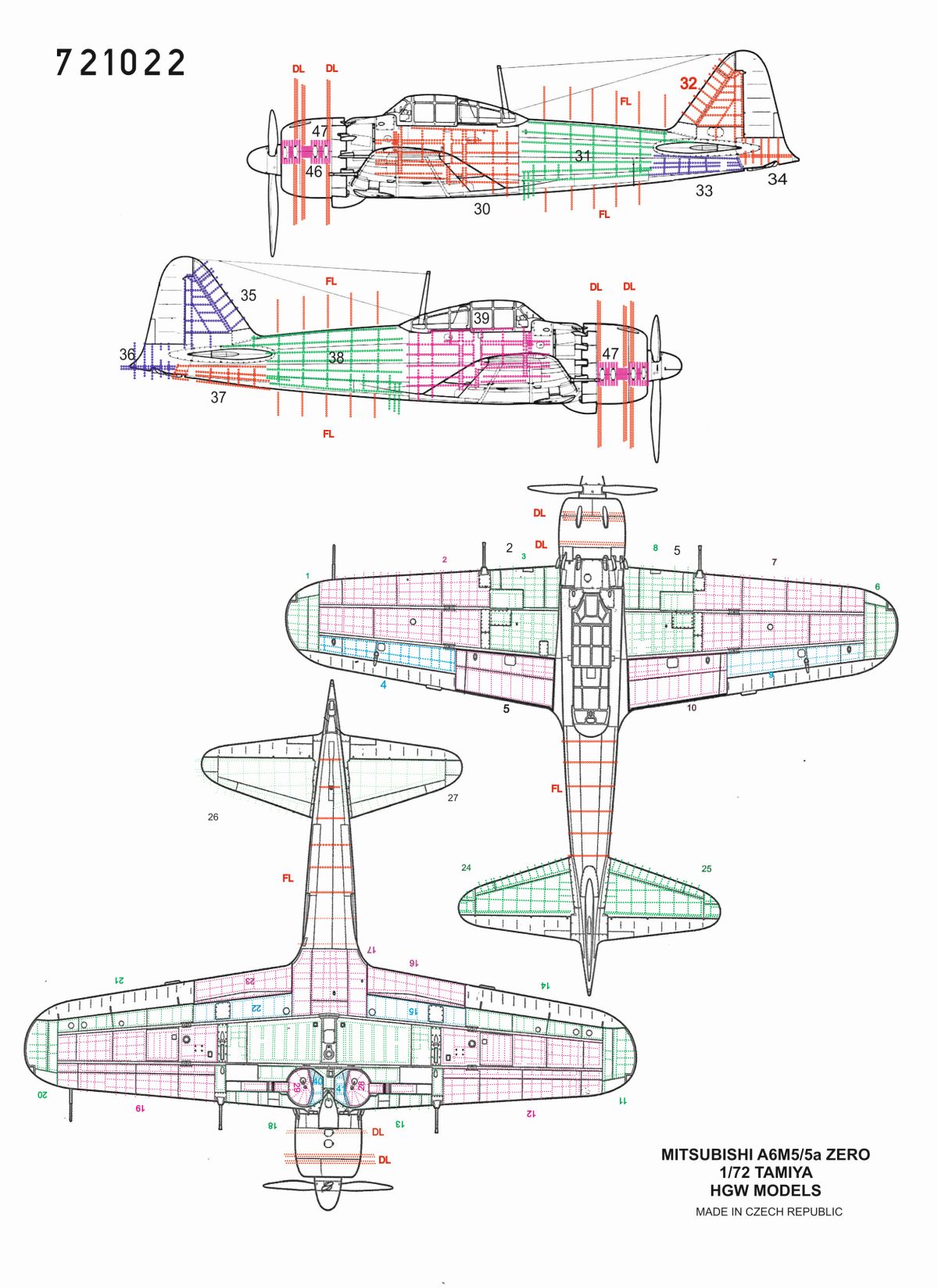 HGW 721022 1:72 Mitsubishi A6M5 'Zero' Riveting Set