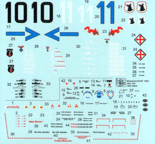 H-Model Decals HMD48028 1:48 Messerschmitt Bf-109F/Messerschmitt Bf-109G Jabo Units