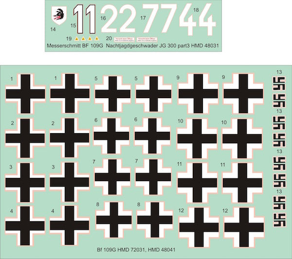 H-Model Decals HMD48031 1:48 Messerschmitt Bf-109G NJGschw Wilde Sau Jagdgeschwader JG 300, Pt.3