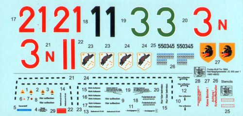 H-Model Decals HMD48032 1:48 Focke-Wulf Fw-190A NJGschw Wilde Sau Jagdgeschwader JG 300, Pt.1