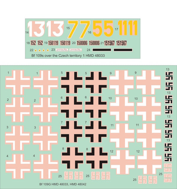 H-Model Decals HMD48033 1:48 Messerschmitt Bf-109s Over the Czech Territory, Pt.1