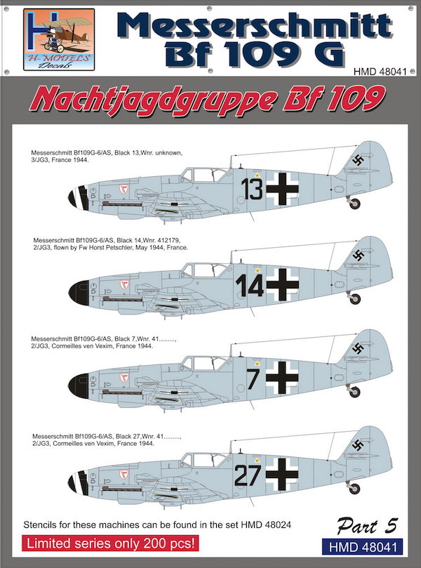 H-Model Decals HMD48041 1:48 Messerschmitt Bf-109G NJGr Messerschmitt Bf-109, Pt.5