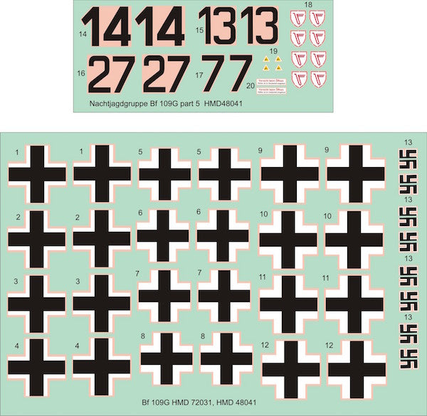 H-Model Decals HMD48041 1:48 Messerschmitt Bf-109G NJGr Messerschmitt Bf-109, Pt.5