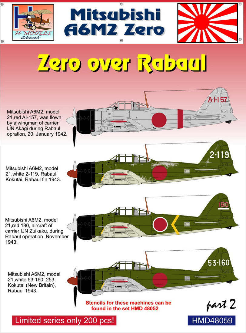 H-Model Decals HMD48059 1:48 Mitsubishi A6M2 Zero over Rabaul, Pt.2