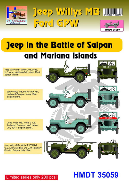 H-Model Decals HMDT35059 1:35 Willys Jeep MB/U.S. Ford GPW Saipan and Mariana Islands