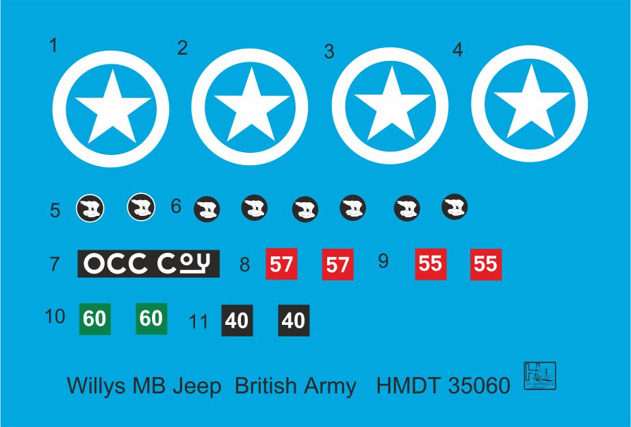 H-Model Decals HMDT35060 1:35 Willys Jeep MB/U.S. Ford GPW British Army Jeeps