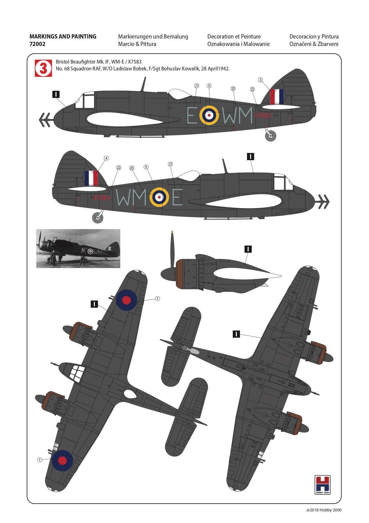 Hobby 2000 K72002 1:72 Bristol Beaufighter Mk.IF/Mk.IC