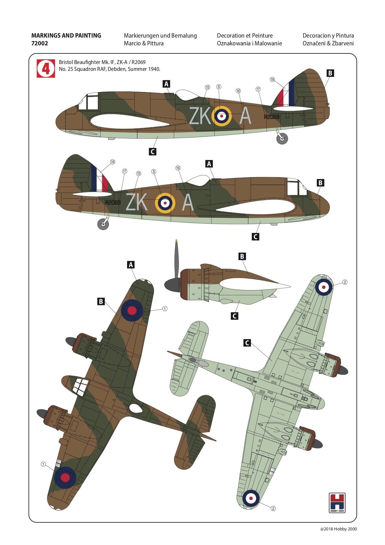 Hobby 2000 K72002 1:72 Bristol Beaufighter Mk.IF/Mk.IC