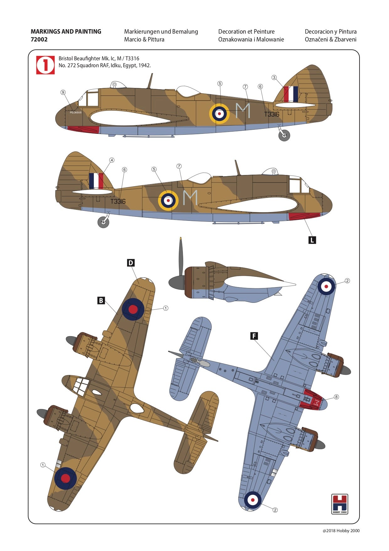 Hobby 2000 K72002 1:72 Bristol Beaufighter Mk.IF/Mk.IC