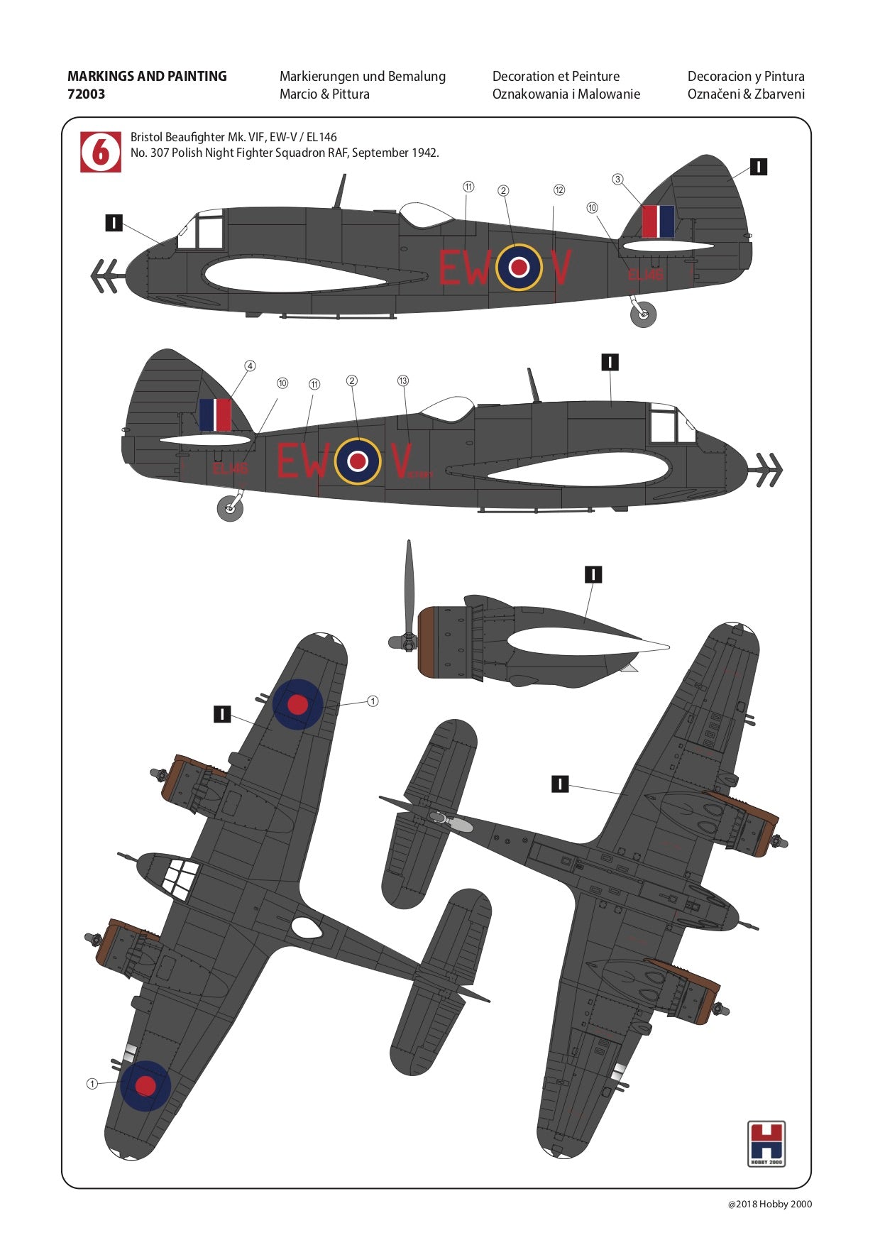 Hobby 2000 K72003 1:72 Bristol Beaufighter Mk.VIF