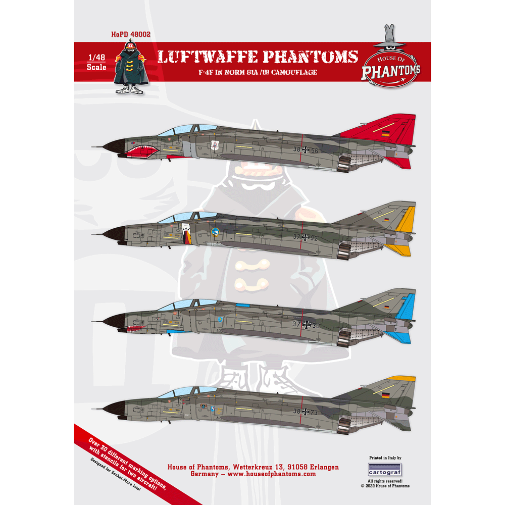 House Of Phantom Decals HOPD48002 1:48 Luftwaffe Phantoms '