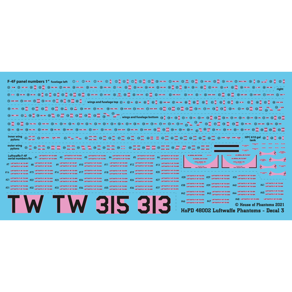 House Of Phantom Decals HOPD48002 1:48 Luftwaffe Phantoms '