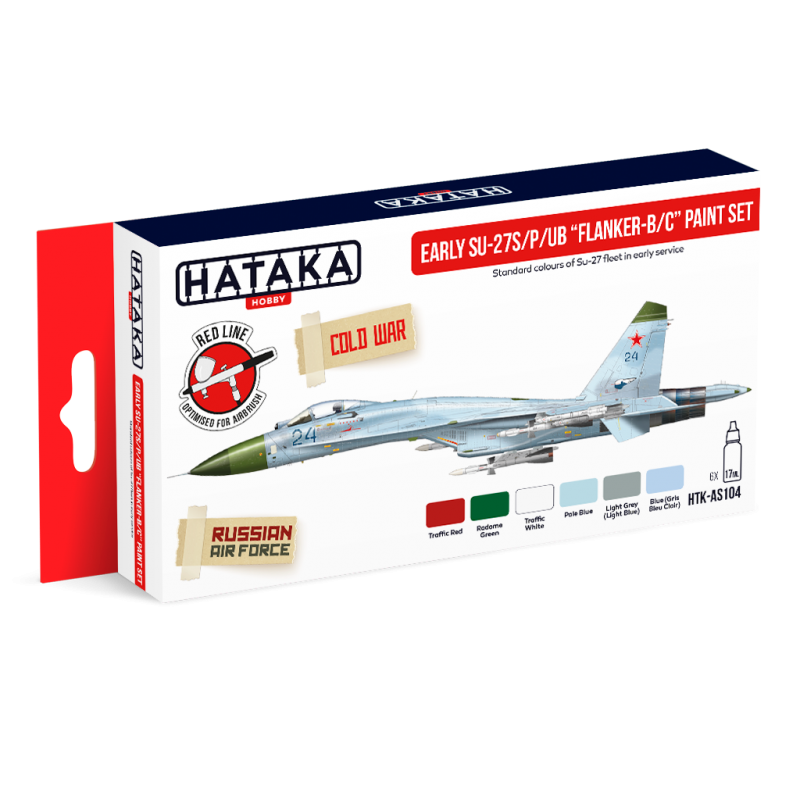 Hataka AS104 (Red Line) Early Su-27S/P/UB "Flanker-B/C" Acrylic Paint Set