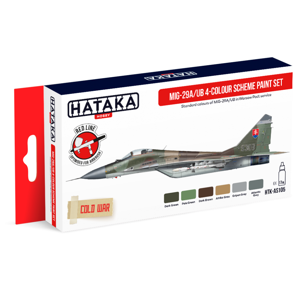 Hataka AS105 (Red Line) MiG-29A/UB 4-Colour Scheme Acrylic Paint Set