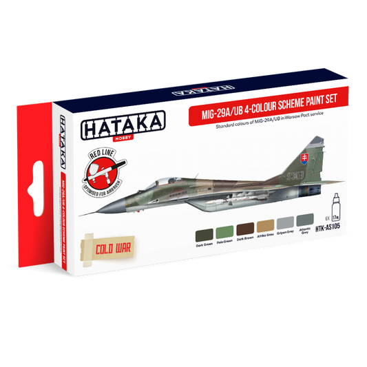 Hataka AS105 (Red Line) MiG-29A/UB 4-Colour Scheme Acrylic Paint Set