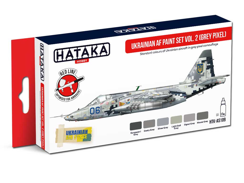 Hataka AS109 (Red Line) Ukrainian AF Vol.2 (Grey Pixel) Acrylic Paint Set