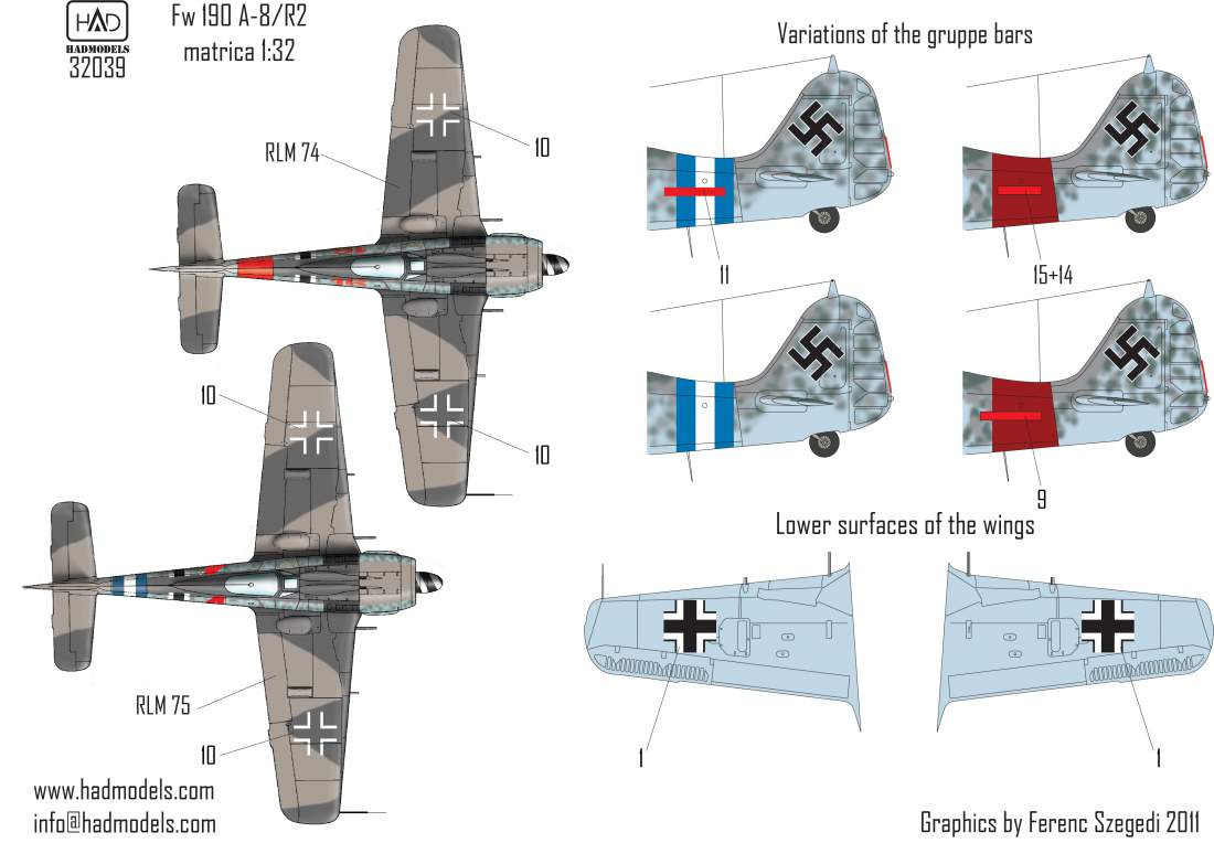 HAD Models 32039R 1:32 Focke-Wulf Fw-190A-8/R2 (RED 4 'ur Sau', RED 16 'SCHWARZER PANTER')