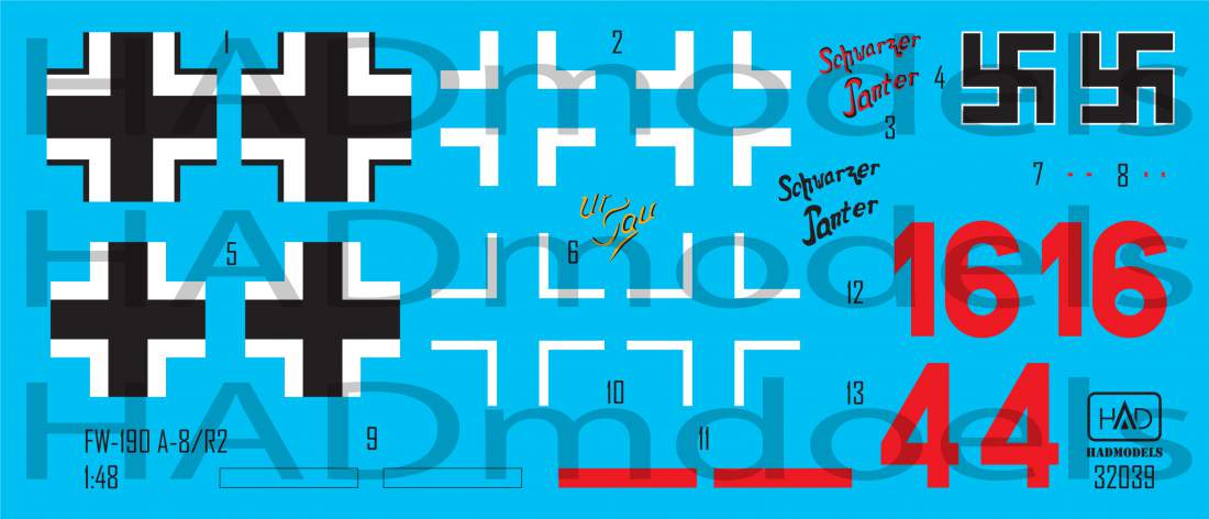 HAD Models 32039R 1:32 Focke-Wulf Fw-190A-8/R2 (RED 4 'ur Sau', RED 16 'SCHWARZER PANTER')