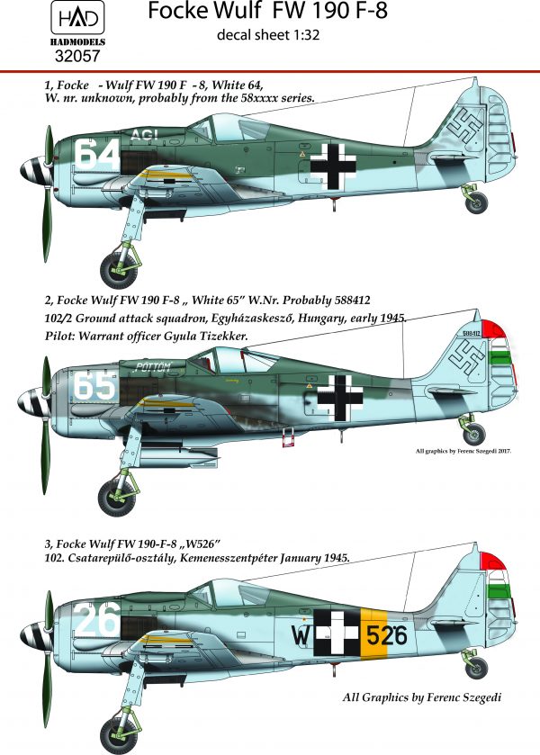 HAD Models 32057 1:32 Focke-Wulf Fw-190F-8 white 64 Ági ,white 65 Pöttöm, W+526