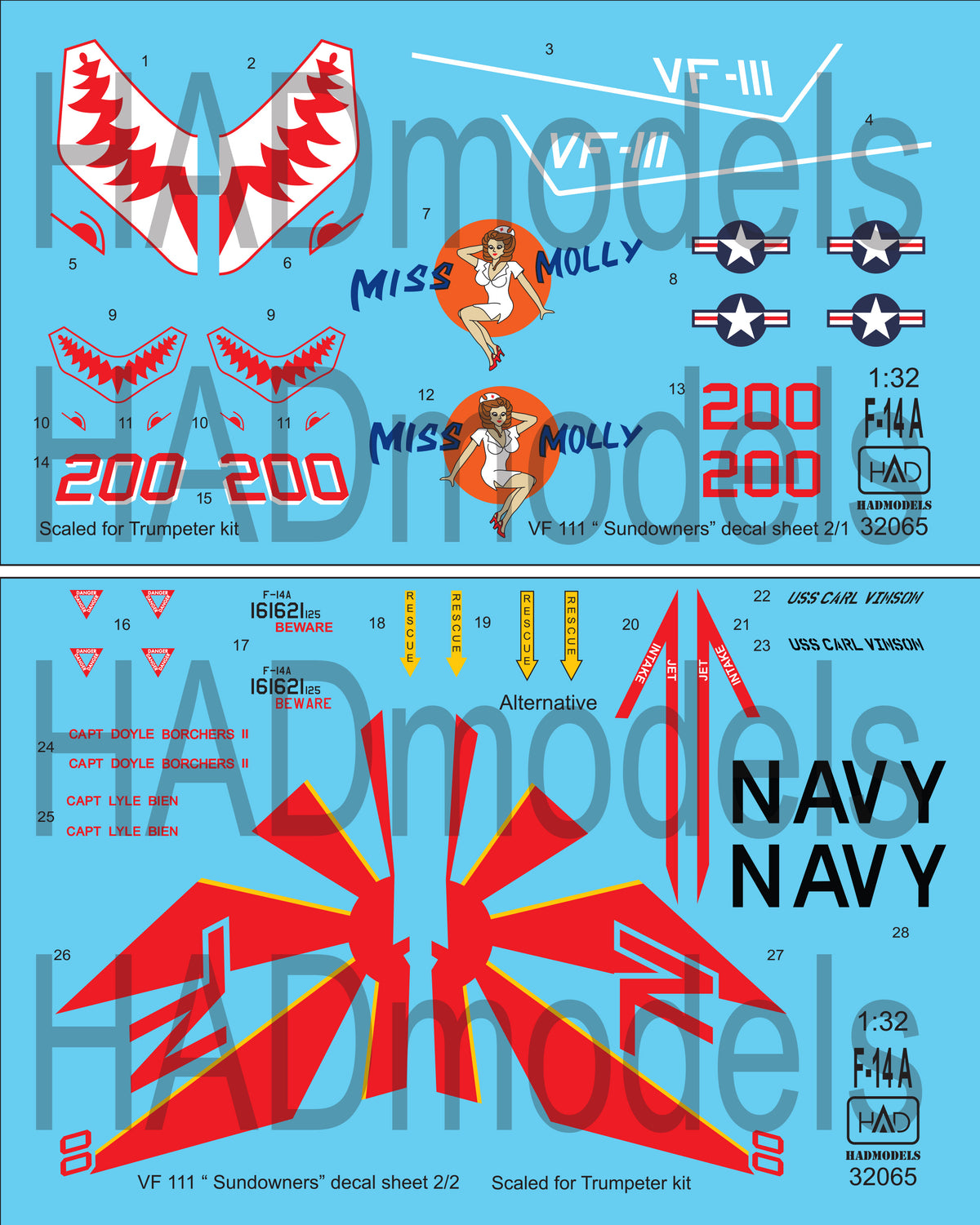 HAD Models 32065 1:32 Grumman F-14A Tomcat VF-111 Sundowners 'Miss Molly'