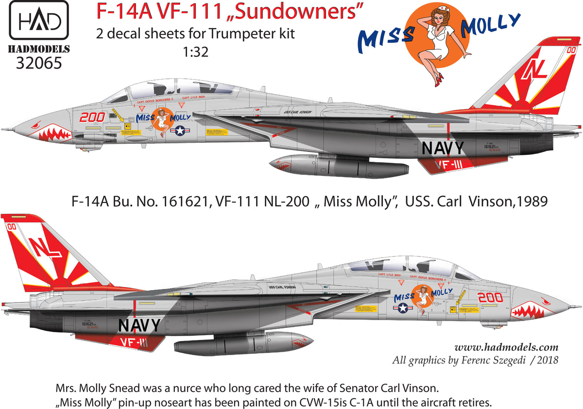 HAD Models 32065 1:32 Grumman F-14A Tomcat VF-111 Sundowners 'Miss Molly'