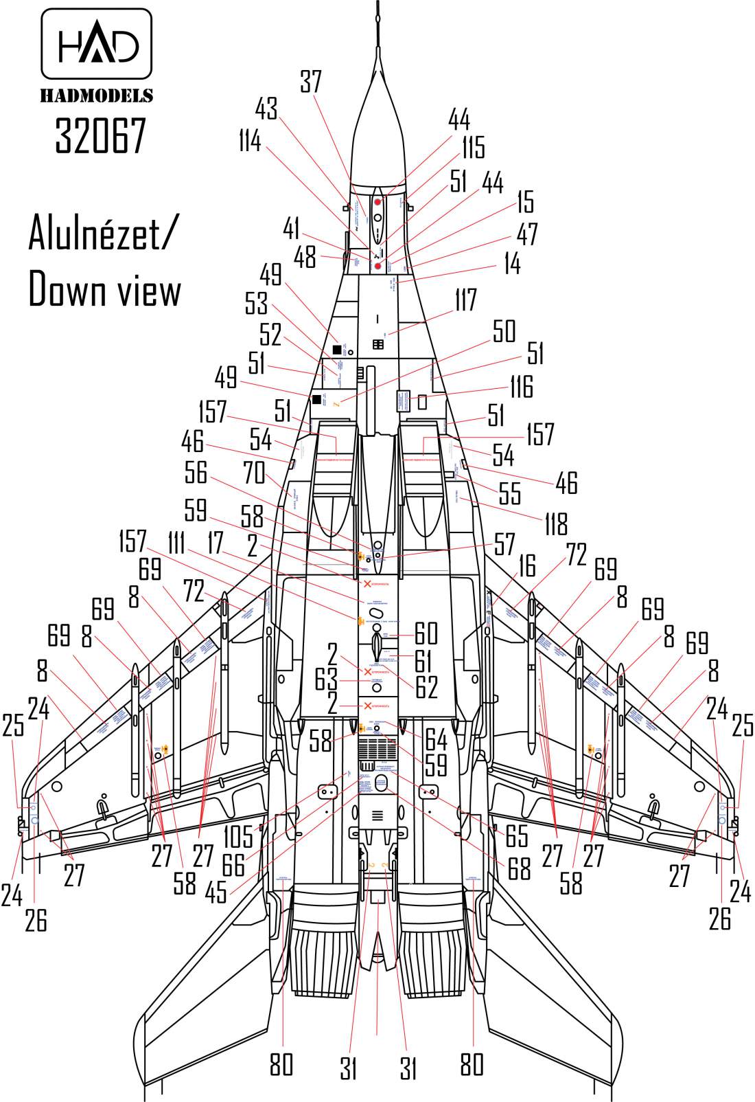 HAD Models 32067 1:32 Mikoyan MiG-29 Russian full stencil double sheet