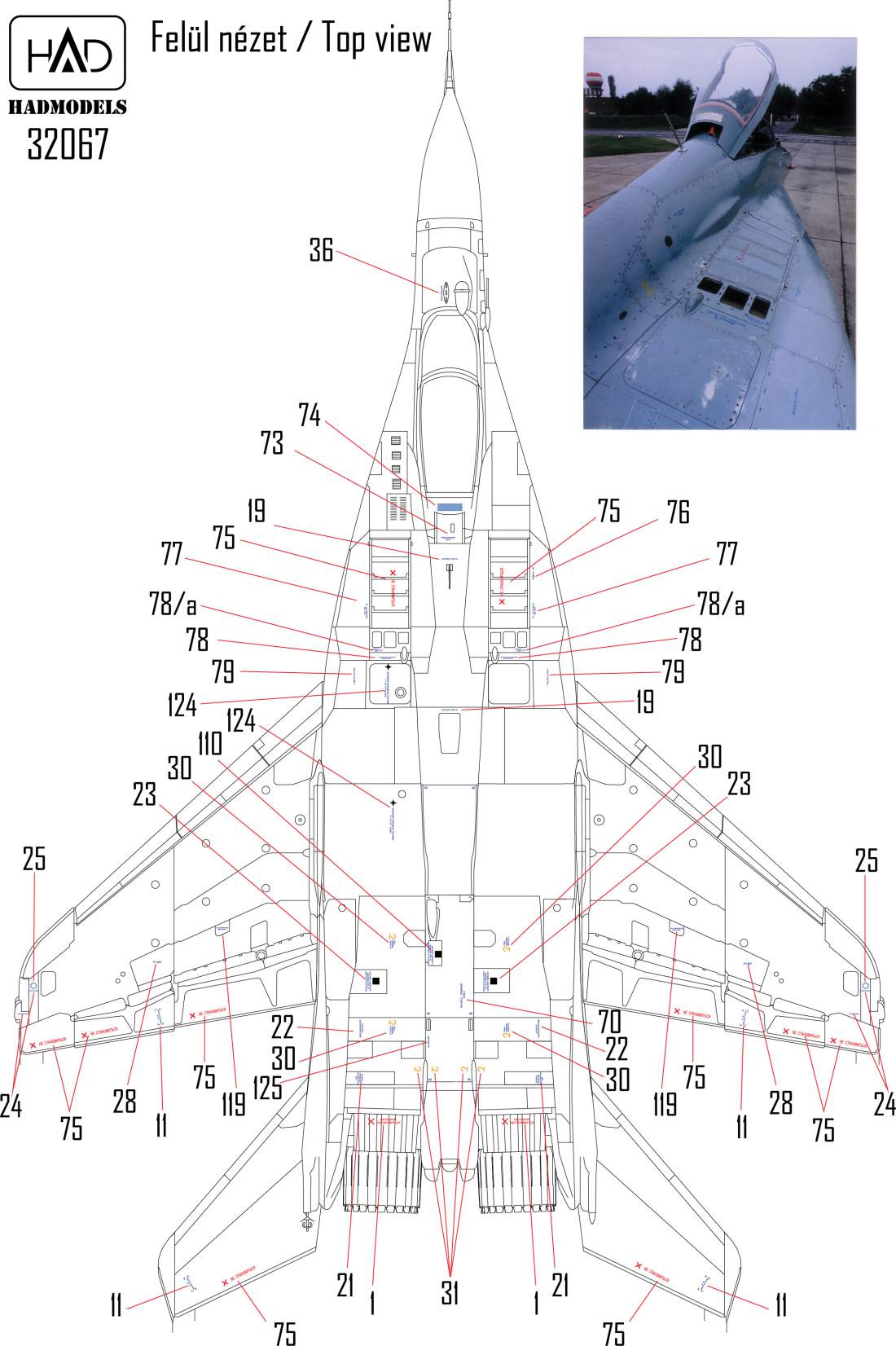 HAD Models 32067 1:32 Mikoyan MiG-29 Russian full stencil double sheet