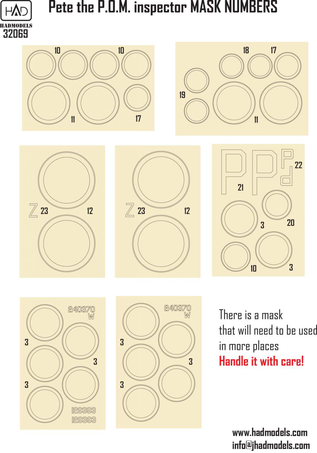 HAD Models 32069 1:32 Consolidated B-24D /H 'Pete the Pom Inspector' decal and mask sheets