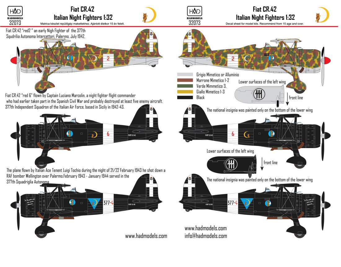 HAD Models 32073 1:32 Fiat CR-42 Italian Night fighters
