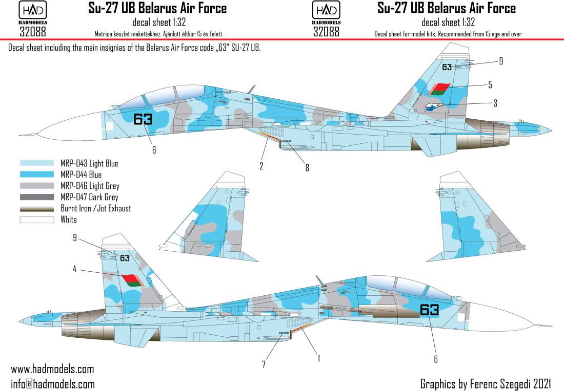 HAD Models 32088 1:32 Sukhoi Su-27UB Belarus