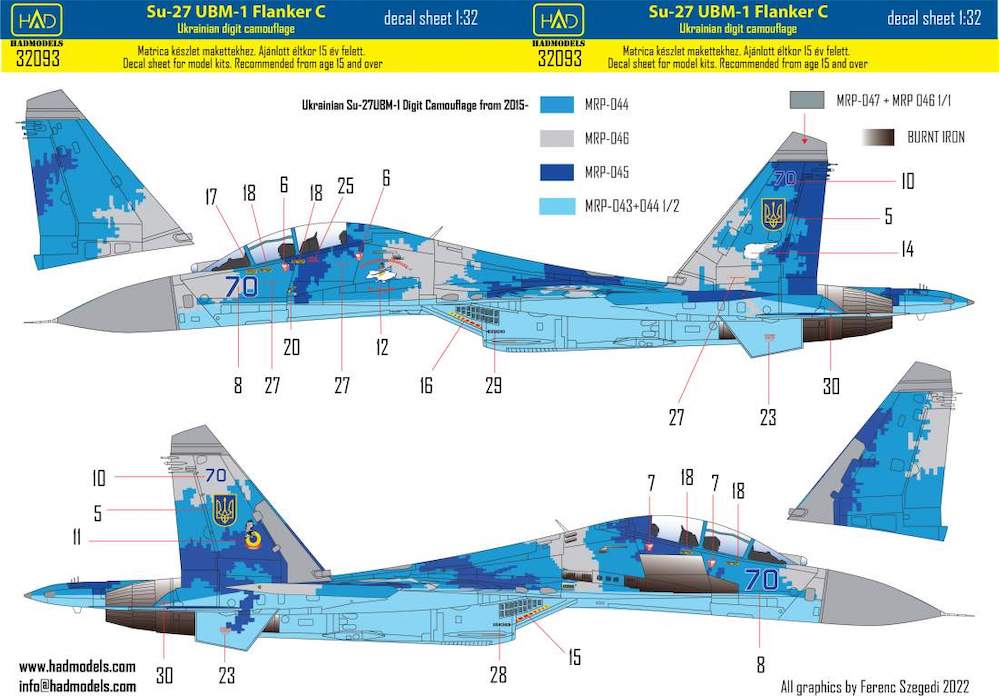 HAD Models 32093 1:32 Ukrainian Sukhoi Su-27UBM-1 Flanker C