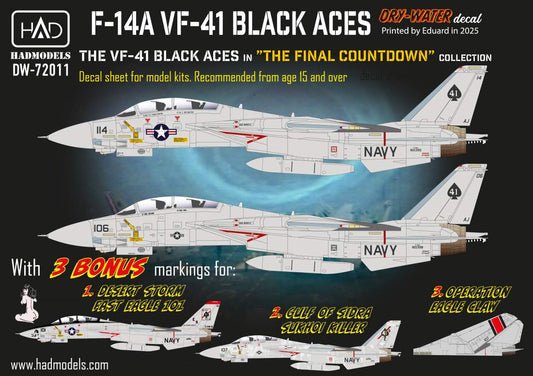 HAD Models DW-72011 1:72 Grumman F-14A VF-41 Black Aces decal sheet